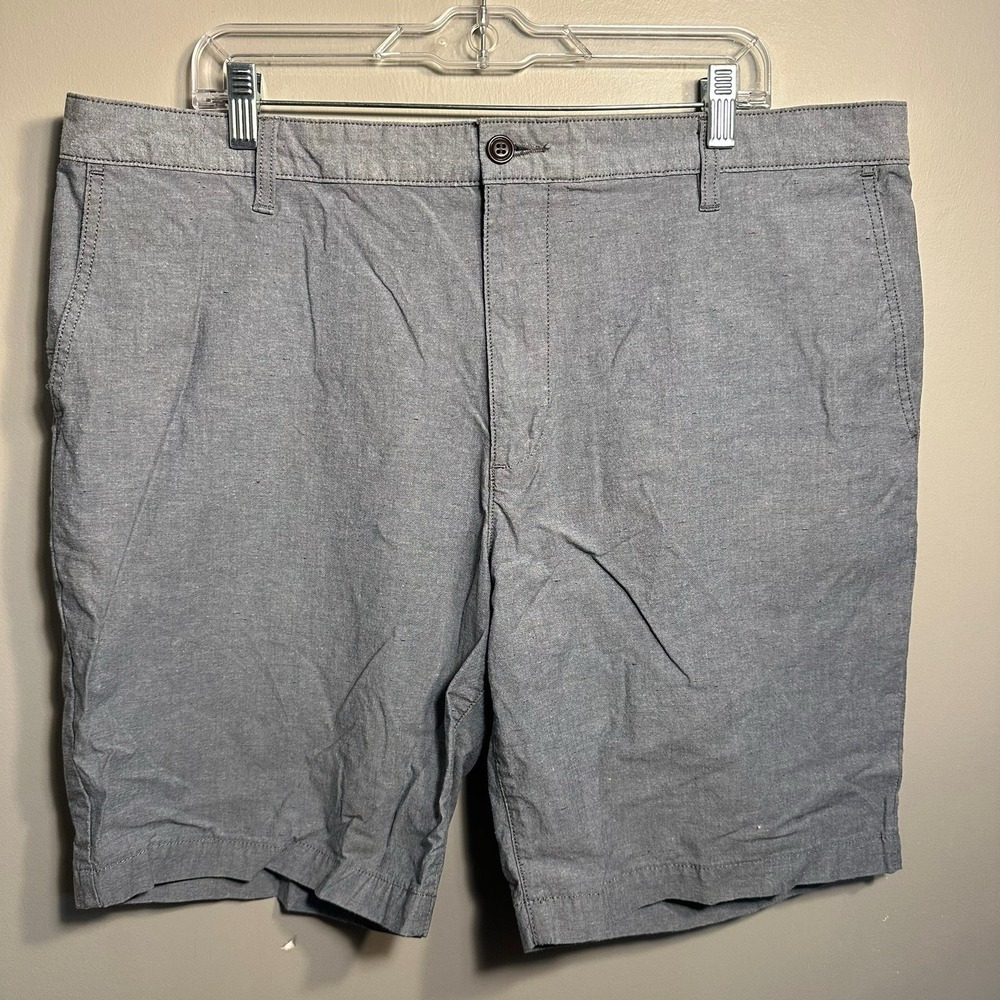 Dockers Shorts Mens 40 Blue Chambray Cotton Chino Flat Front 9 Inseam Casual
